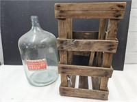 5 Gal Glass Jug with Wood Crate