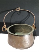 Vintage Brass Fireplace Cooking Pot 6” x10” with