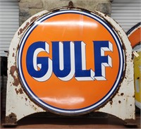 "Gulf" Double-Sided Enameled Pocelain Sign