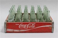 COCA-COLA RED WOODEN CARRIER TRAY WITH BOTTLES