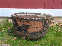 Large Antique Cast Iron Cauldron Pot, Flared Rim