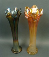(2) Fenton Fine Rib Standard Swung Vases – (1)