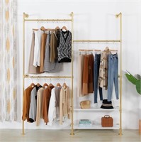 Industrial Pipe Clothing Rack with Shelves Closet