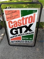 Vtg Castrol oil stand Sign double-sided 28" x 41"