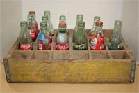 WOOD COCA COLA CRATE WITH CONTENTS