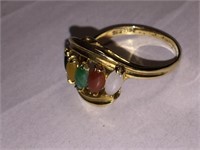 14KT GOLD MULTI GEMSTONE RING SZ 7 1.93 DWT