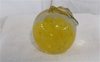 Hand-Blown Yellow Apple Glass Paperweight