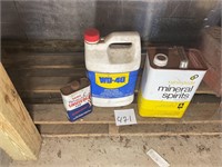 Gal can of WD-40 and gal can of mineral spirits