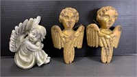 3 Angel Figurines Wooden