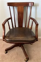 Vintage Wood & Naugahyde Office Chair