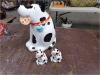 Dog cookie jar with salt & pepper shakers