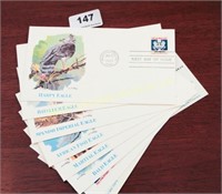 Lot of 8 Eagle First Day cover postcards, 1980's