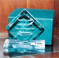 Ozark Airlines Lucite advertising paperweight