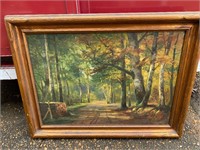 Oil painting trail in woods scene