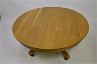 Round Oak Pedestal Extension Coffee Table