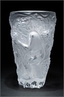 R. Lalique Style Art Deco Glass Vase