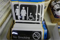 Assorted signs, Restroom, No Smoking, No Solicitin