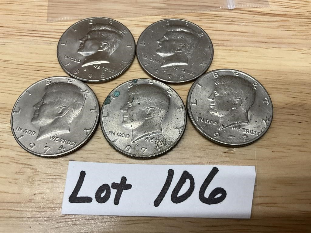 5-Kennedy Half Dollars