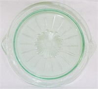 Vintage Uranium Glowing Green Glass Platter 11x10