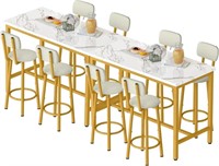 (TABLE ONLY) AWQM Faux Marble Dining Table with 8