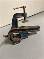 VINTAGE METAL BLUE MINIATURE VICE BENCH CLAMP