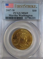 1/2 Ounce .9999 Fine Gold 2007-W Martha Washington