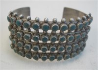 Vintage Zuni SS & Clay Bead Bracelet - Hallmarked