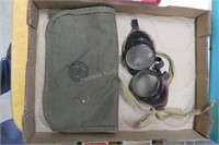 Boy Scout canvas pouch and vintage goggles