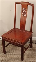 CHINESE WOODEN CARVED BACK CHAIR