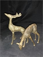 PAIR OF BRASS DEER - 4 “ AND 5.5 “