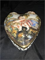 CAPODIMONTE ITALIAN HEART TRINKET BOX-7 X 6 X 3"