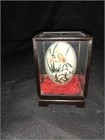 HAND-PAINTED EGG IN GLASS CASE