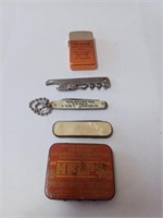 Lot of Various Vtg. Pocket Knives, Lighter, Adv.