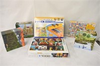 LOT OF 6 PUZZLES AND PUZZLE MAT