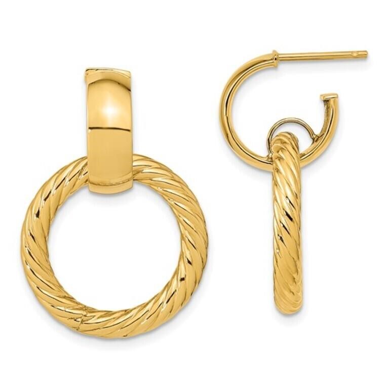 14 Kt- Fancy Dangle Post Hoop Earrings