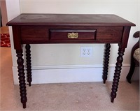 Vintage single drawer spindle leg console table