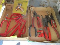 2 flats of hangers, retaining pin pliers, misc