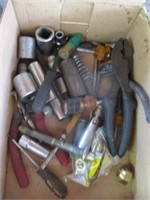 Sockets, pliers, screwdrivers, misc