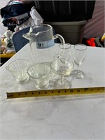 Hand Made Glass Picher and MISC Glassware