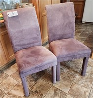 Pair Suede Tall Back Dining Chairs