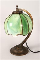 American Art Nouveau Slag Glass Table Lamp,