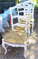 Four (4) French County Style Rush Seat Chairs