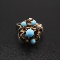 Sterling Silver Turquoise Bead Ring