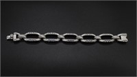 Sterling Silver Faux Gem Chain Bracelet