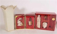 Lenox vase, ornaments, Jesus & Joseph
