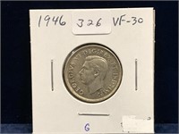 1946 Canadian Silver 25 Cent Piece  VF30