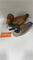 Plaster and Wooden Painted Ducks