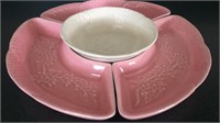 Made in USA Pink Pottery Serving 4 Piece Dish