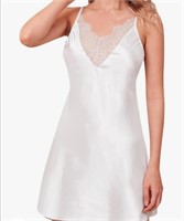 New (Size S) Women Silk Satin Nightgown Sexy Lace