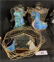 Art Glass & Brass Angel Figures.